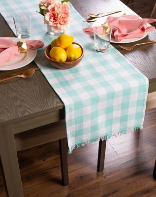 Image showing  Heavyweight Check Fringed Table Runner