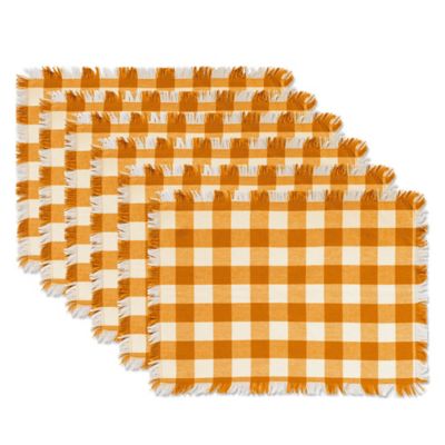 DII Heavyweight Checkered Fringed Cotton Place Mat, 13 in. x 19 in.