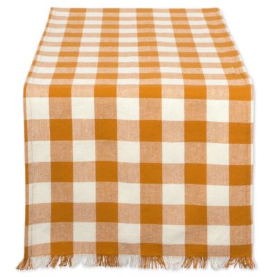 DII Heavyweight Checkered Fringed Table Runner