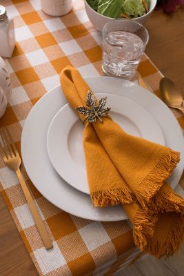 Image showing  Heavyweight Checkered Fringed Table Runner
