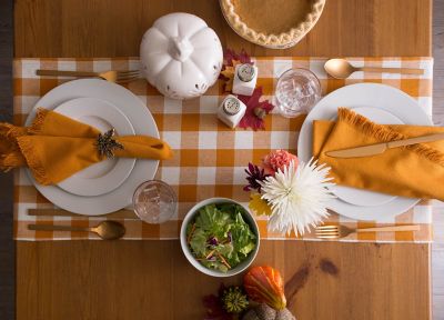 Image showing  Heavyweight Checkered Fringed Table Runner