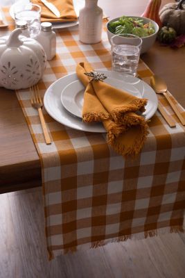 Image showing 7 th DII Heavyweight Checkered Fringed Table Runner