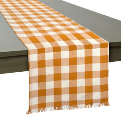 Image showing 10 th DII Heavyweight Checkered Fringed Table Runner
