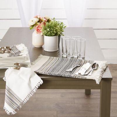 Image showing  Fringed Striped Table Place Mat Tabletoppers, 6 pc.
