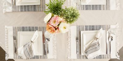 Image showing  Fringed Striped Table Place Mat Tabletoppers, 6 pc.
