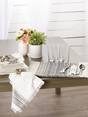 Image showing  Fringed Striped Table Place Mat Tabletoppers, 6 pc.
