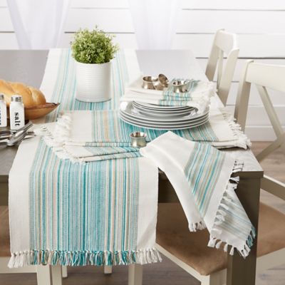 Image showing 7 th DII Striped Fringed Table Runner