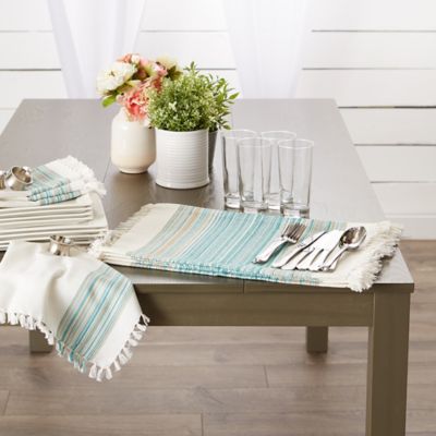 Image showing  Fringed Striped Table Place Mat Tabletoppers, 6 pc.