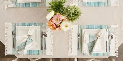 Image showing  Fringed Striped Table Place Mat Tabletoppers, 6 pc.