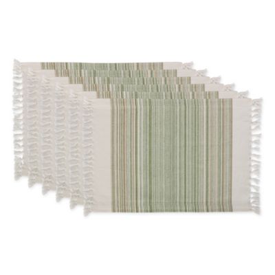 DII Fringed Striped Table Place Mat Tabletoppers, 6 pc.