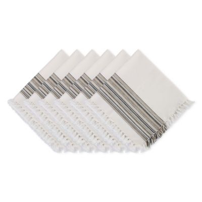 DII Fringed Striped Table Place Mat Tabletoppers, 6 pc.
