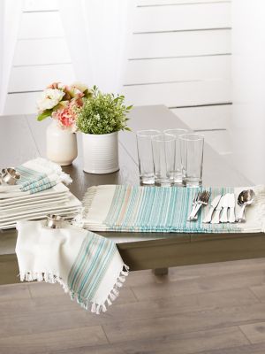 Image showing  Fringed Striped Table Place Mat Tabletoppers, 6 pc.