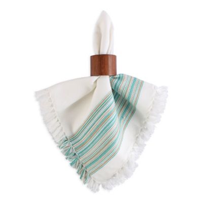 Image showing  Fringed Striped Table Place Mat Tabletoppers, 6 pc.