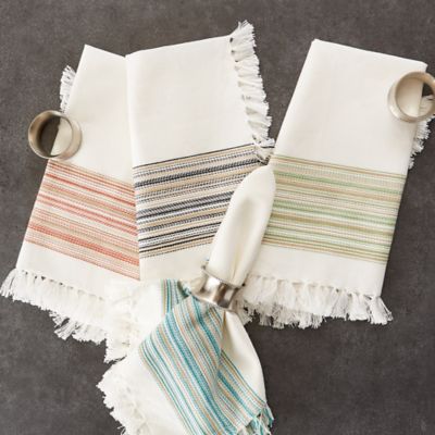 Image showing  Fringed Striped Table Place Mat Tabletoppers, 6 pc.