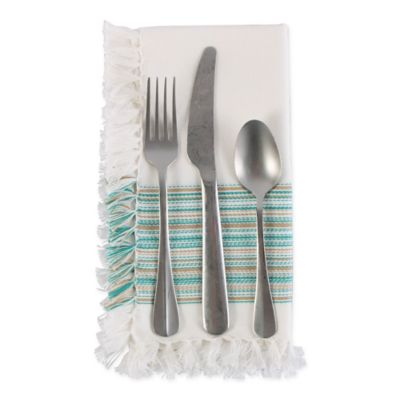 Image showing  Fringed Striped Table Place Mat Tabletoppers, 6 pc.
