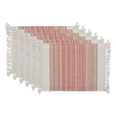DII Fringed Striped Table Place Mat Tabletoppers, 6 pc.