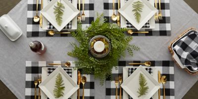 Image showing  Reversible Gingham/Buffalo Checkered Place Mat Set, 13 in. x 19 in.