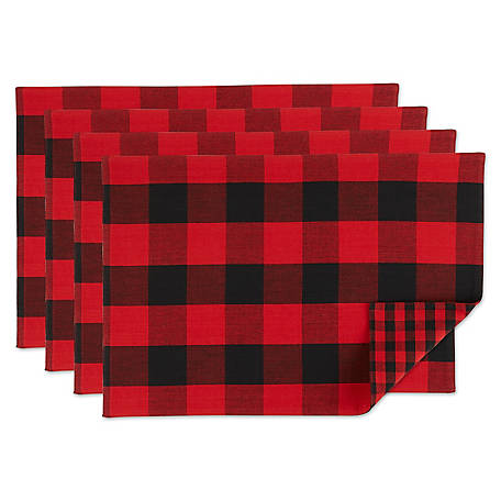 Zingz & Thingz Reversible Gingham/Buffalo Checkered Place Mat Set, 13 in. x 19 in.