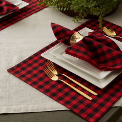 Image showing  Reversible Gingham/Buffalo Checkered Place Mat Set, 13 in. x 19 in.