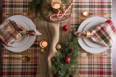 Image showing  Give Thanks Plaid Tablecloth