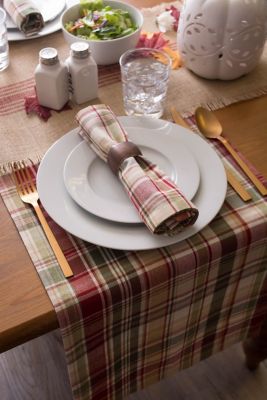 Image showing 6 th DII Give Thanks Plaid Table Runner