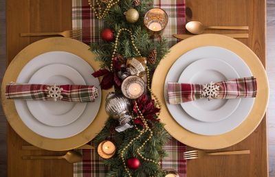 Image showing 10 th DII Give Thanks Plaid Table Runner