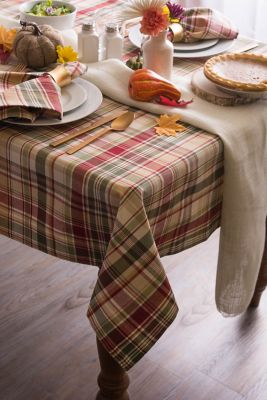 Image showing  Give Thanks Plaid Round Tablecloth