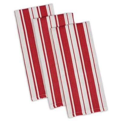 Zingz & Thingz Tomato Stripe Gourmet Dish Towel Set, 18 in. x 28 in., 3 pc.