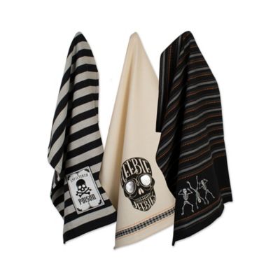 Zingz & Thingz Assorted Skeleton Embellished Dish Towel Set, 18 in. x 28 in., 3 pc.