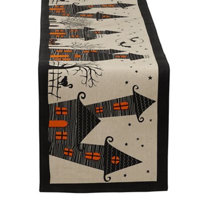 Zingz & Thingz Haunted House Jute Table Runner