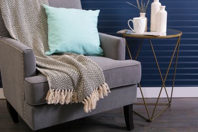 Image showing  Cotton Handloom Chevron Throw Blanket, 50 in. x 60 in.