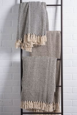 Image showing  Cotton Handloom Chevron Throw Blanket, 50 in. x 60 in.