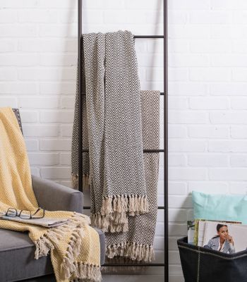 Image showing  Cotton Handloom Chevron Throw Blanket, 50 in. x 60 in.