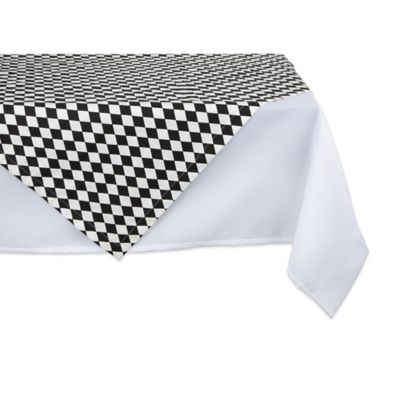 DII Halloween Black and Cream Harlequin Print Table Topper