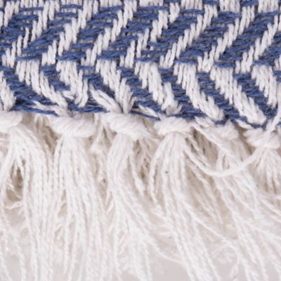 Image showing  Cotton Herringbone Chevron Throw Blanket, 50 in. x 60 in., French Blue