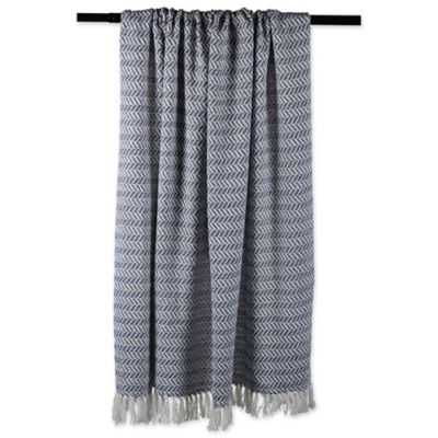 Image showing 5 th DII Cotton Herringbone Chevron Throw Blanket, 50 in. x 60 in., French Blue