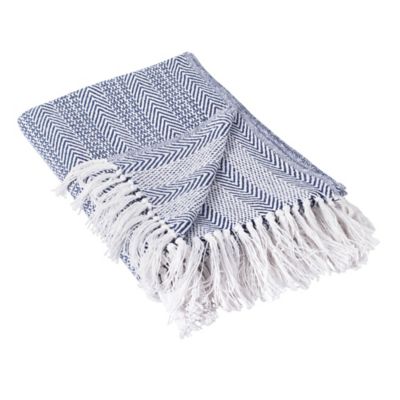 DII Cotton Herringbone Striped Throw Blanket, 50 in. x 60 in.
