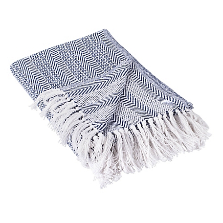 Zingz & Thingz Cotton Herringbone Striped Throw Blanket, 50 in. x 60 in.