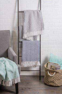 Image showing 5 th DII Cotton Herringbone Striped Throw Blanket, 50 in. x 60 in.