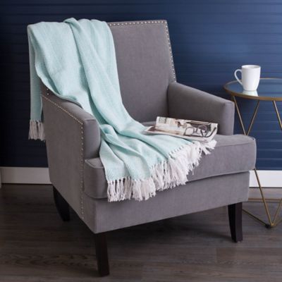 Image showing 7 th DII Cotton Herringbone Striped Throw Blanket, 50 in. x 60 in.