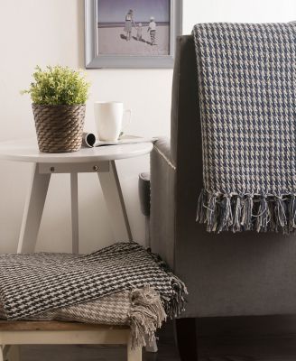 Image showing  Cotton Houndstooth Throw Blanket, 50 in. x 60 in.
