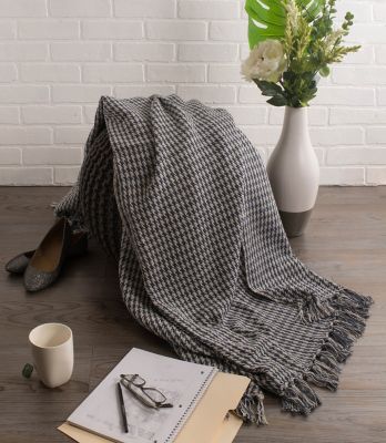 Image showing  Cotton Houndstooth Throw Blanket, 50 in. x 60 in.