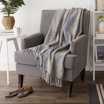 Image showing  Cotton Houndstooth Plaid Throw Blanket