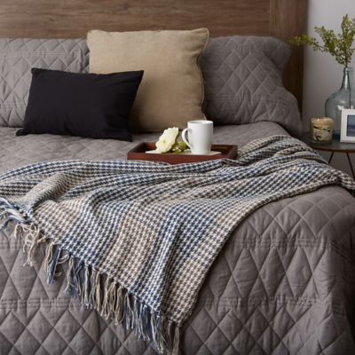 Image showing  Cotton Houndstooth Plaid Throw Blanket