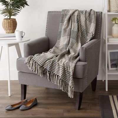 Image showing  Cotton Houndstooth Plaid Throw Blanket