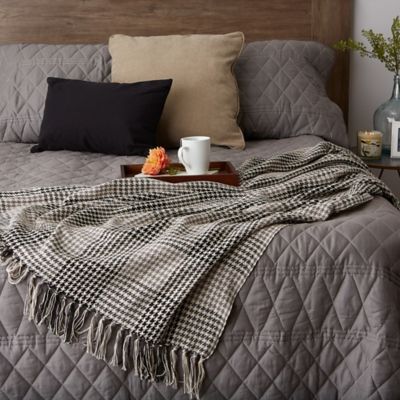 Image showing  Cotton Houndstooth Plaid Throw Blanket
