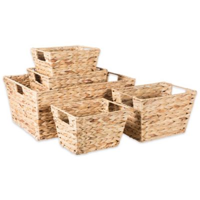 Zingz & Thingz Water Hyacinth Baskets, 9 x 7 x 6 in. (S), 11 x 9 x 7 in. (M), 18 x 13 x 8 in. (XL), 5 pc.