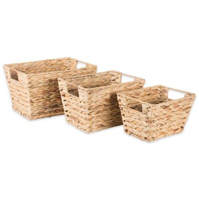 Zingz & Thingz Water Hyacinth Baskets, 9 x 7 x 6 in. (S), 11 x 9 x 7 in. (M), 17.9 x 13 x 7.88 in. (L), 3 pc.