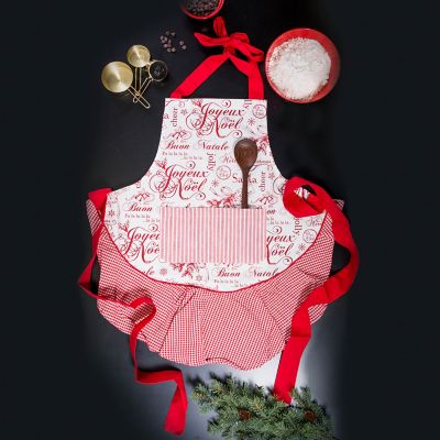 Image showing  Vintage Christmas Ruffle Apron, 26 in. x 28.5 in.