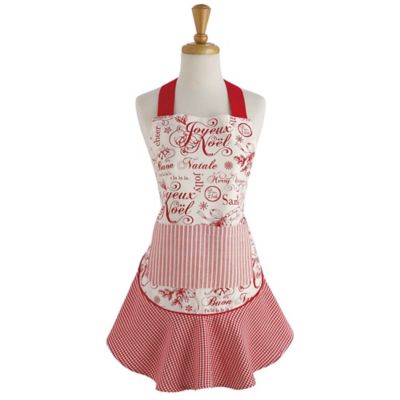 Image showing  Vintage Christmas Ruffle Apron, 26 in. x 28.5 in.